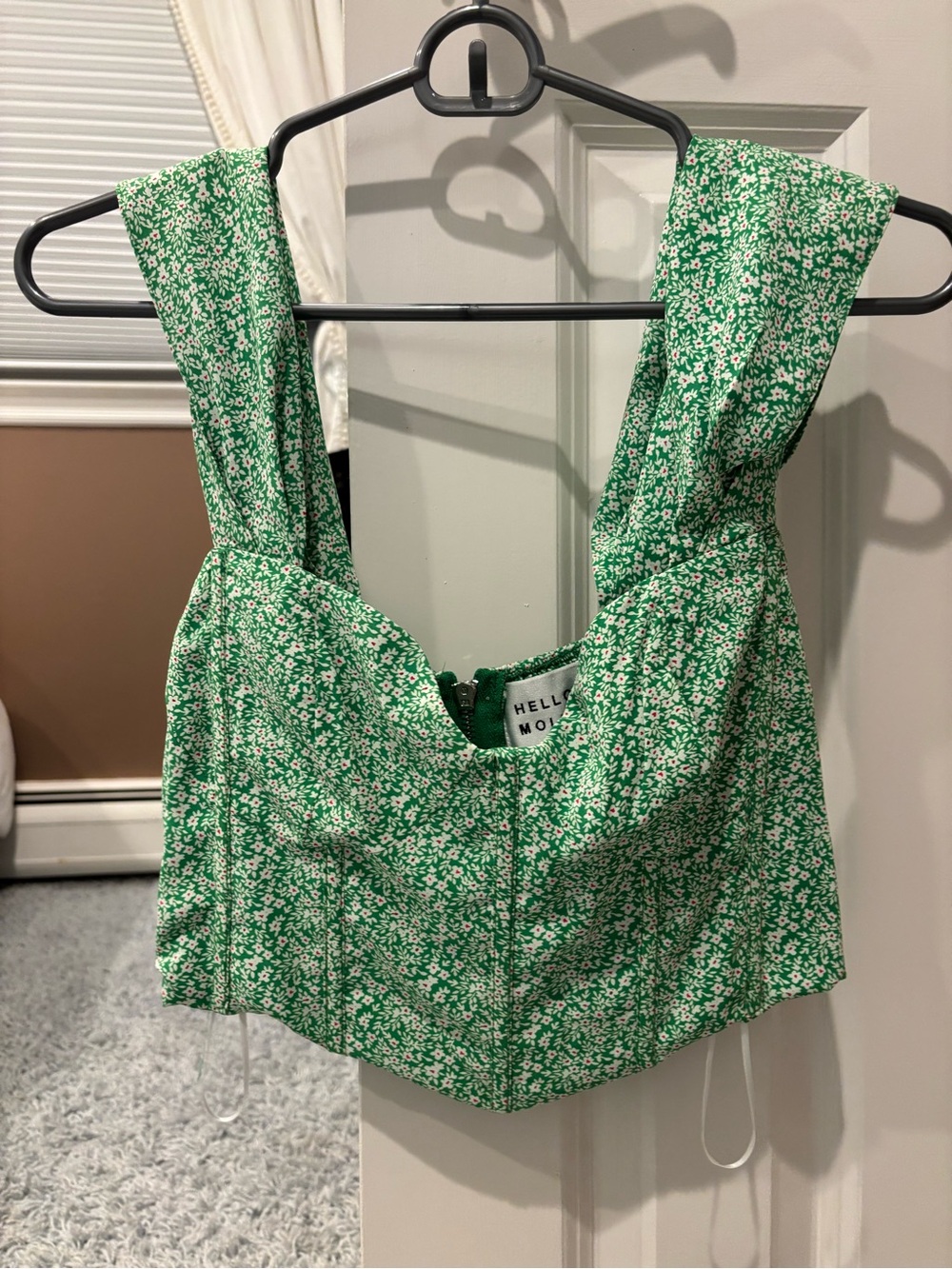 Hello Molly Green Ditsy Floral Crop Top